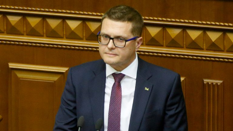 A newly elected head of the Ukrainian Security Service Ivan Bakanov speaks during parliament session in Kyiv, Ukraine, Thursday, Aug.  29, 2019. Parliament in Ukraine has opened for its first session since an election last month. (AP Photo/Efrem Lukatsky)...                              