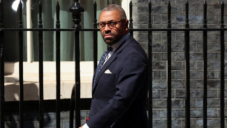 British Education Secretary James Cleverly walks outside at Downing Street in London, Britain, July 7, 2022. REUTERS/Phil Noble
