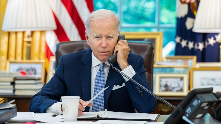 Joe Biden during his call with Xi Jinping (Pic: @POTUS)