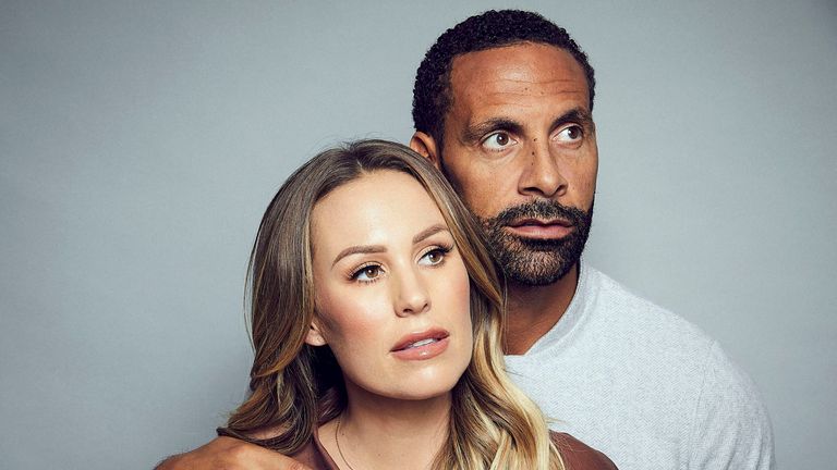 For use in UK, Ireland or Benelux countries only Undated BBC handout photo of Rio Ferdinand and Kate Wright in the new BBC One documentary &#39;Rio and Kate: Becoming A Step Family&#39;. Kate has said she felt she could not live up to the memory of her husband Rio&#39;s late wife.