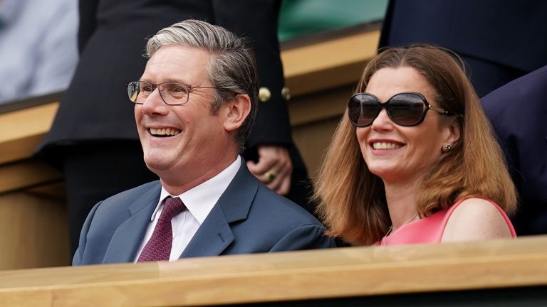 Sir Keir Starmer and his wife Victoria in the Royal Box on day eleven of the 2022 Wimbledon Championships at the All England Lawn Tennis and Croquet Club, Wimbledon. Picture date: Thursday July 7, 2022.