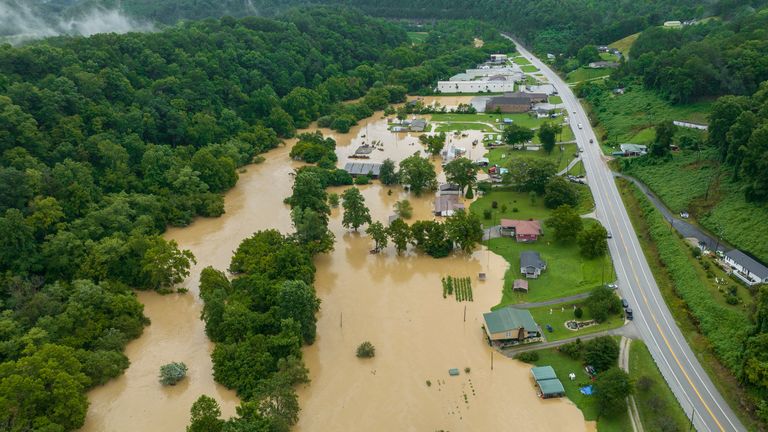 Flooding near Quicksand, Kentucky. Pic: AP