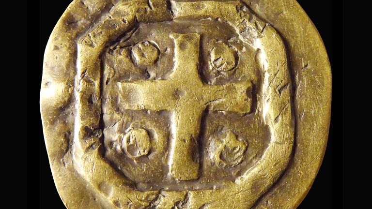 The 10th-century golden Curmsun disc. Pic: AP