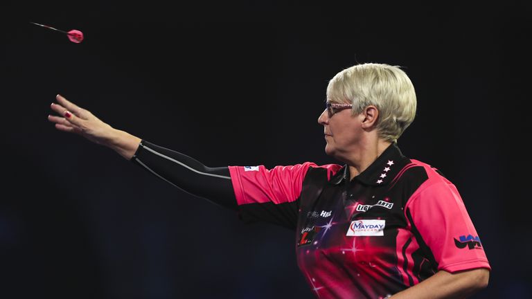 Lisa Ashton in action during day two of the William Hill World Darts Championship at Alexandra Palace, London. Picture date: Thursday December 16, 2021.