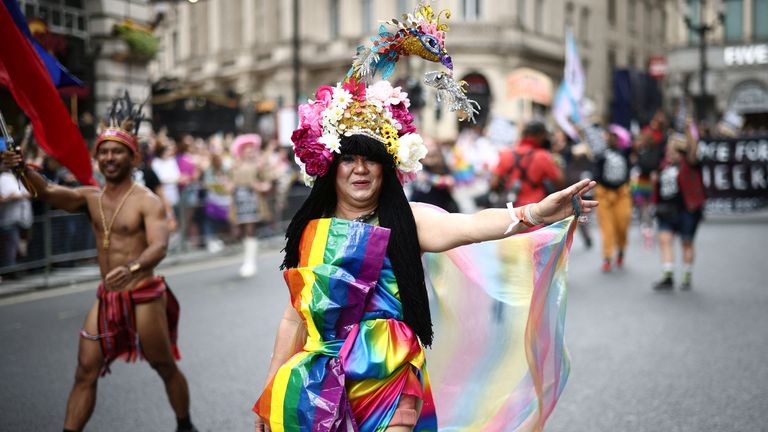People take part in the 2022 Pride Parade in London, Britain July 2, 2022. REUTERS/Henry Nicholls
