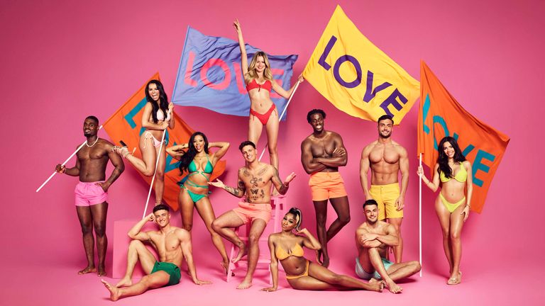 Original Love Island contestants: Dami Hope, Paige Thorne.  Amber Beckford, Luca Bish, Tasha Ghouri, Ikenna Ekwonna, Davide Sanclimenti, Gemma Owen, Liam Llewellyn, Indiyah Polack.  Pic: Lifting Entertainment / ITV