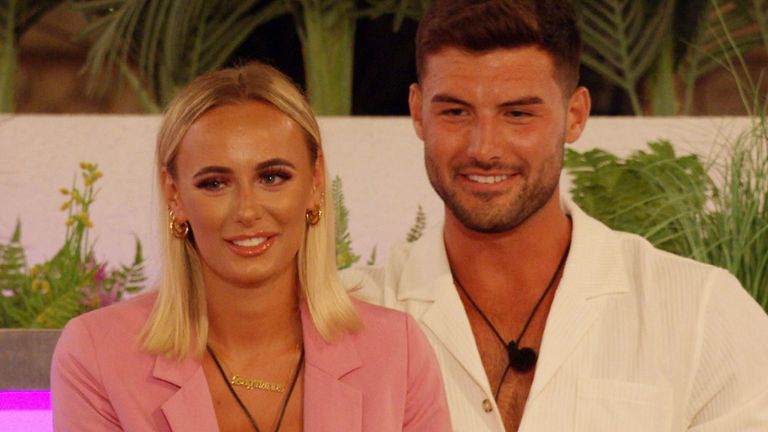 Millie Court and Liam Reardon on Love Island in 2021. Pic: ITV/Shutterstock