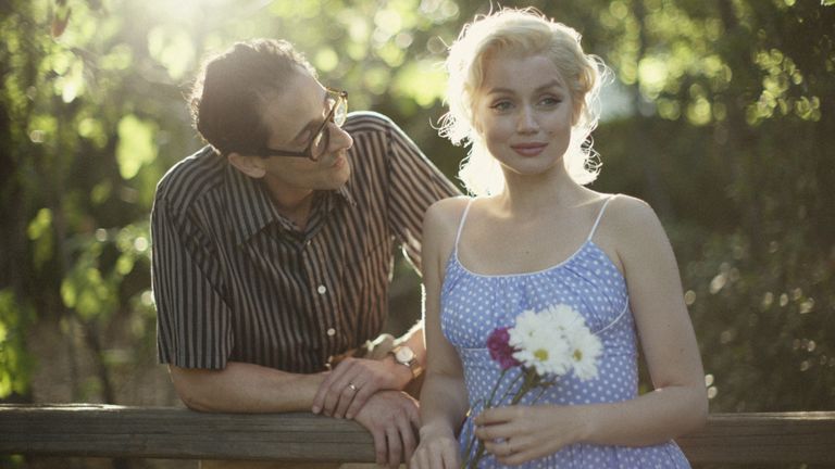 Adrian Brody (left) also plays playwright Arthur Miller.  Pic: Netflix