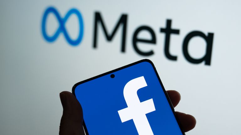 Bangkok, Thailand - October 29, 2021: Yuan sign displayed on the device screen.  Meta is Facebook's new company name. The social media platform will be changed to Meta to emphasize its Metaverse vision.