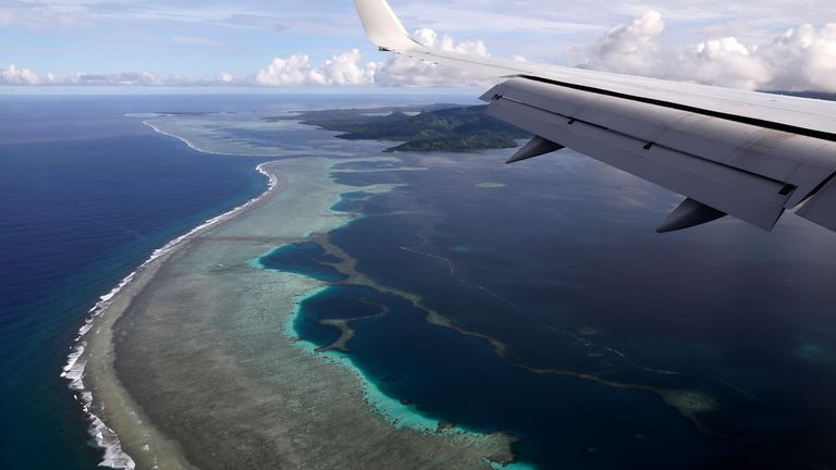 An aerial view of Pohnpei International Airport in Kolonia, Federated States of Micronesia. Pic: AP