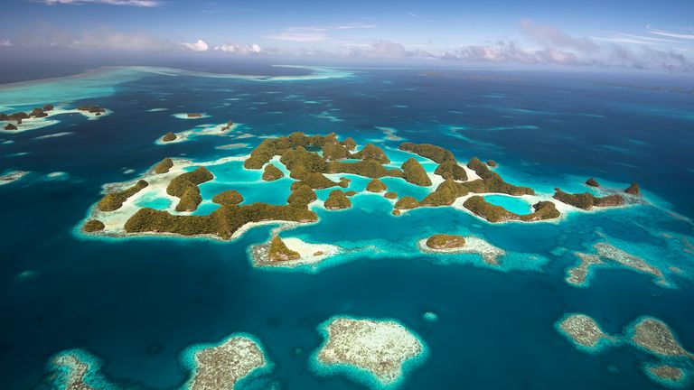 An aerial view of Palau archipelago, Micronesia. Pic: AP