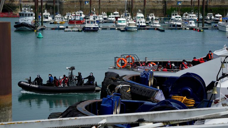 People picked up by the UK Border Force after making the crossing from France. File pic: AP 
