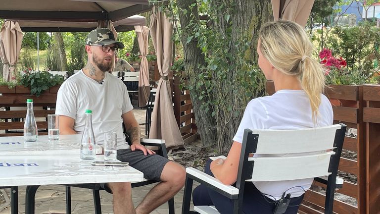 Mykhailo Orlovskyi, who was captured by the Russians and sentenced to a month in prison for being beaten, talks to Sky's Sally Lockwood