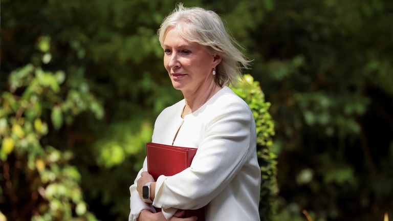 British Culture Secretary Nadine Dorries walks outside Downing Street in London, England, July 7, 2022. REUTERS/Phil Noble