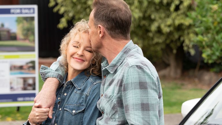 Kylie Minogue and Jason Donovan return as Scott and Charlene for the final episodes of Neighbours. Pic: Fremantle