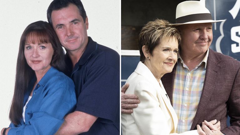 Editorial use only. No book publishing.Mandatory Credit: Photo by Fremantle Media/Shutterstock (848722ij).&#39;Neighbours&#39; .Susan & Karl Kennedy (Jackie Woodburne & Alan Fletcher).Grundy TV Archive