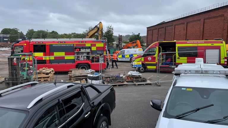 Fire crews at Bismark House Mill on Monday