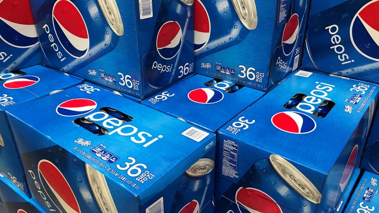 Cases of Pepsi are shown for sale at a store in Carlsbad, California, U.S., April 22, 2017. REUTERS/Mike Blake/File Photo GLOBAL BUSINESS WEEK AHEAD