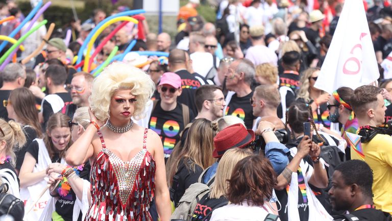 Crowds on Park Lane ahead of the Pride in London parade. Picture date: Saturday July 2, 2022.