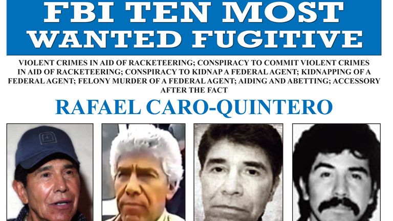 Caro Quintero was on the FBI's most wanted list. Pic: AP