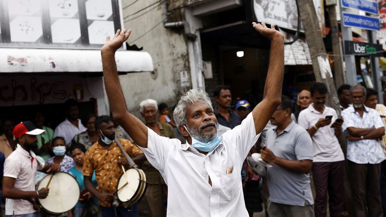 Supporters celebrate after Ranil Wickremesinghe  was  elected as the Eighth Executive President under Sri Lanka&#39;s Constitution 