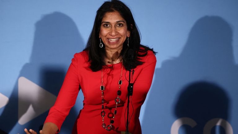 British Attorney General and Conservative leadership candidate Suella Braverman attends the Conservative Way Forward launch event in London, Britain, July 11, 2022. REUTERS/Henry Nicholls
