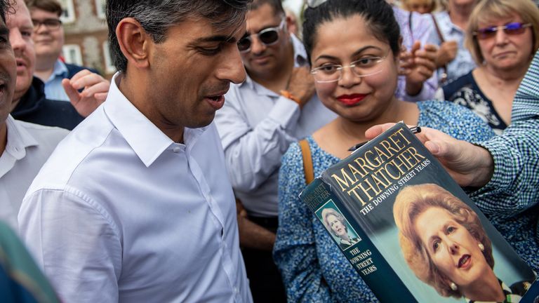 Rishi Sunak was asked to sign a copy of Margaret Thatcher&#39;s biography in Hampshire on Saturday