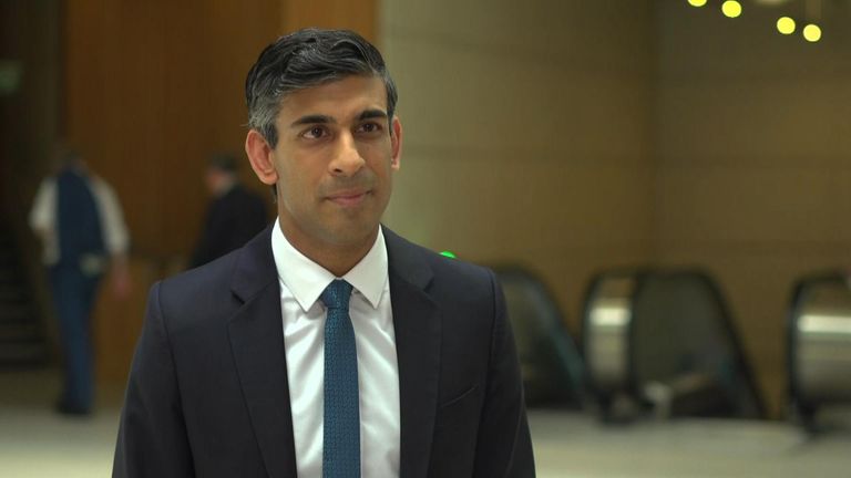 Rishi Sunak talks to broadcasters after making it through to the final round of the Tory leadership race.