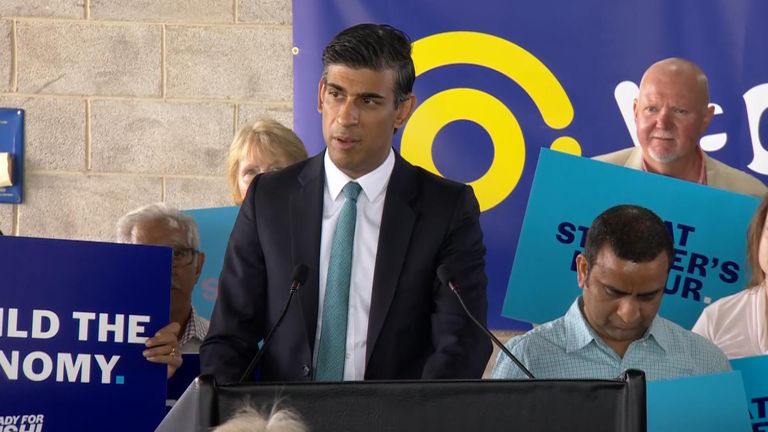 Rishi Sunak highlighted that he supported Brexit while Liz Truss didn&#39;t, during a campaign speech in Grantham.