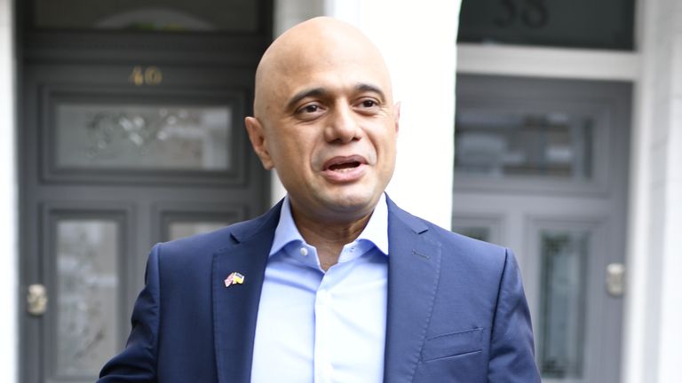 Former Health Secretary Sajid Javid leaves his home in south west London following his resignation on Tuesday.  Picture date: Wednesday July 6, 2022.