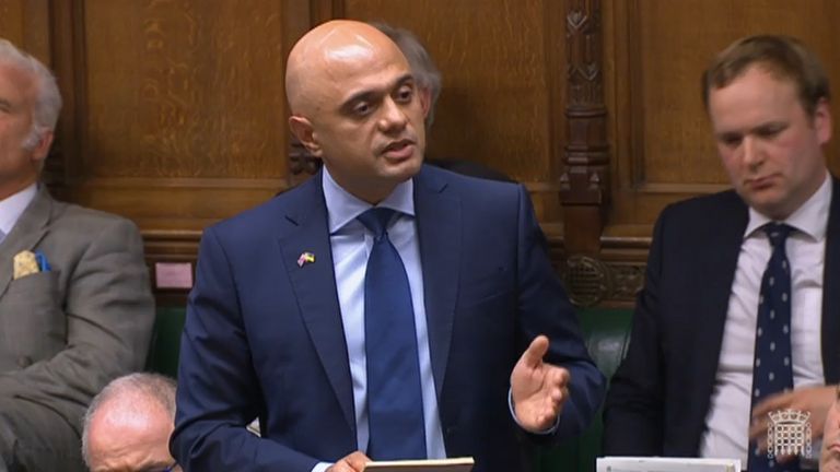 Former health secretary Sajid Javid delivers a personal statement to the House of Commons, Westminster, following his resignation from the cabinet on Tuesday. Picture date: Wednesday July 6, 2022.
