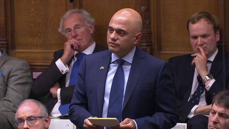 Former Health Secretary Sajid Javid makes a speech in the Commons about his resignation