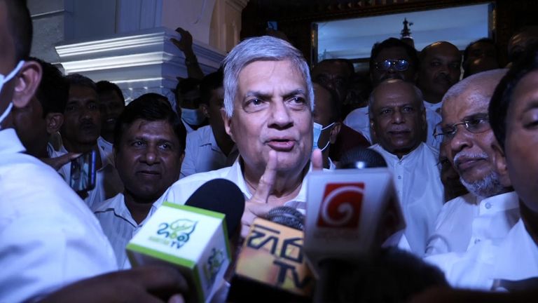 Pesident-elect Ranil Wickremsinghemocked claims he was an old friend of the Rajapaksas when questioned by Sky News.