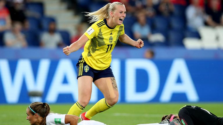 Sweden&#39;s Stina Blackstenius. Pic: AP