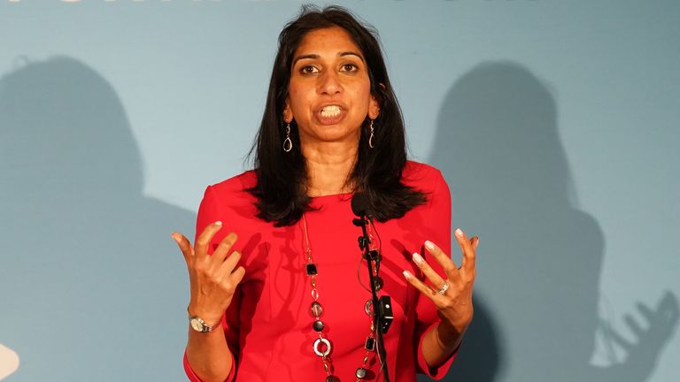 Attorney General Suella Braverman, one of the candidates for Conservative Party leader and Prime Minister, attending the Conservative Way Forward Relaunch at the Churchill War Rooms, central London. Picture date: Monday July 11, 2022.
