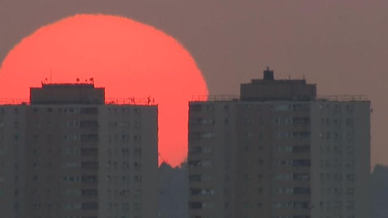The sun rises on what could be the UK&#39;s hottest day on record