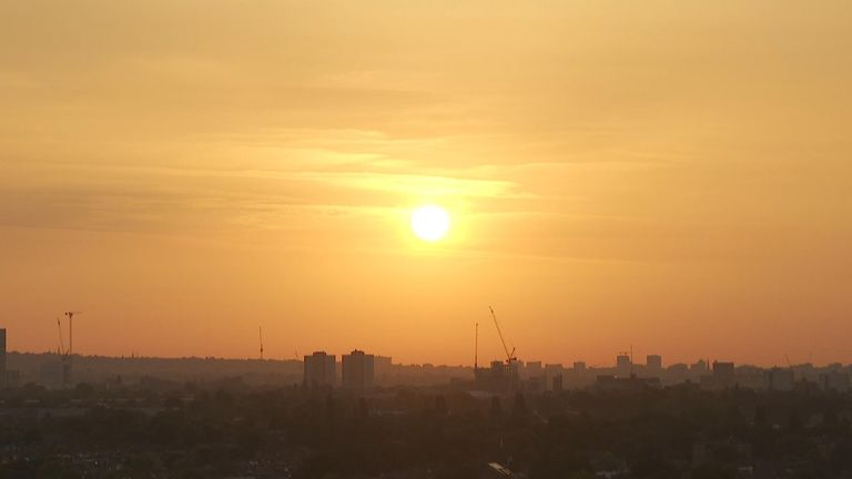 Sun rises over west London on predicted hottest day in UK 