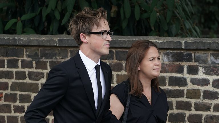 Tom Fletcher and Giovanna Fletcher arriving for the funeral service of Dame Deborah James at St Mary&#39;s Church in Barnes, west London. Picture date: Wednesday July 20, 2022.
