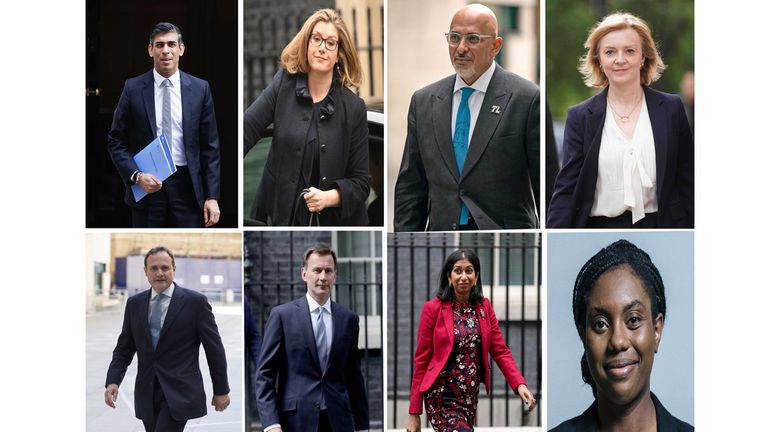 (Clockwise from top left), Rishi Sunak, Penny Mordaunt, Nadhim Zahawi, Liz Truss, Kemi Badenoch, Suella Braverman, Jeremy Hunt, Tom Tugendhat