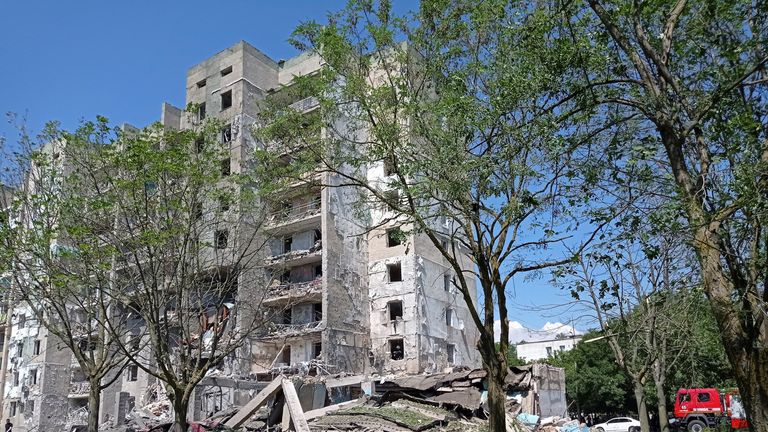 A general view of a residential building damaged by a Russian missile strike, as Russia&#39;s attack on Ukraine continues, in the village of Serhiivka, Odesa region, Ukraine July 1, 2022. REUTERS/Iryna Nazarchuk
