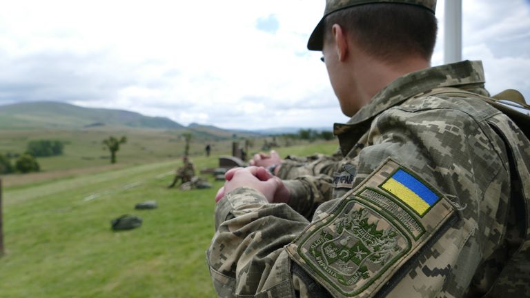 The first Ukrainian soldiers in a major new UK-led military programme, which will train up to 10,000 Ukrainians over the coming months, have arrived in the UK. Pic: UK MOD © Crown copyright 2022