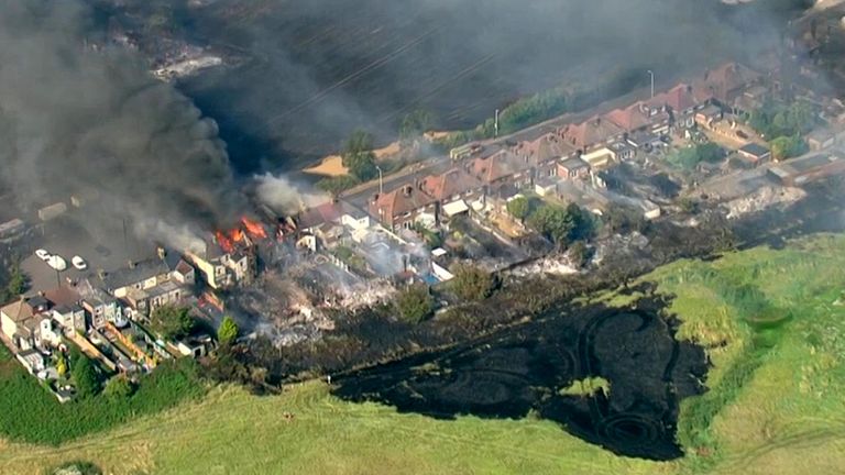Aerials of the fire in Wennington