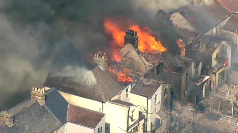 Aerials of the fire in Wennington