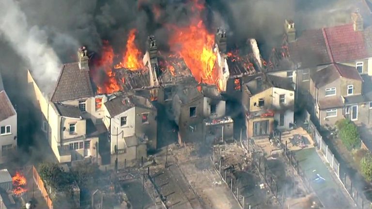 Aerials of the fire at Wennington