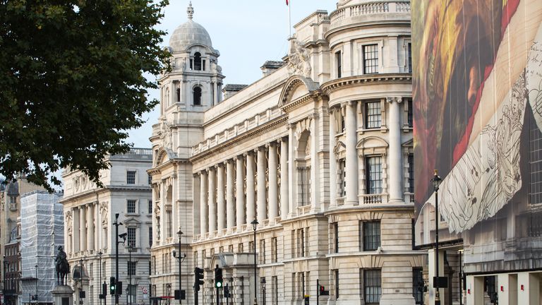 Government buildings and ministries at the Whitehall road. London
