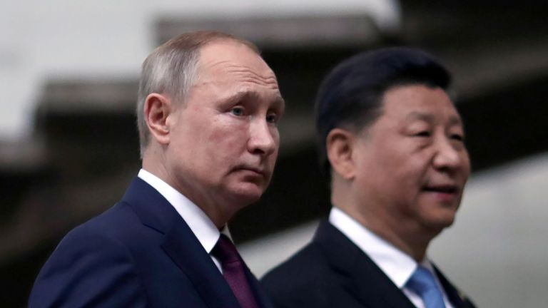 Russia&#39;s President Vladimir Putin and China&#39;s Xi Jinping pictured in 2019