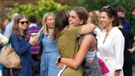 Alice Shaw (right) hugging a person after reading their A-level results at Norwich School, Norwich. Picture date: Thursday August 18, 2022.

