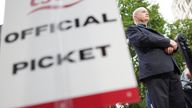 Mick Lynch, general secretary of the Rail, Maritime and Transport union (RMT) on the picket line outside London Euston train station. Picture date: Thursday August 18, 2022. 