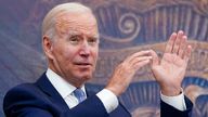 President Joe Biden speaks about the economy. Pic: AP