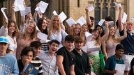 Pupils with their A-level results at Norwich School, Norwich. Picture date: Thursday August 18, 2022.

